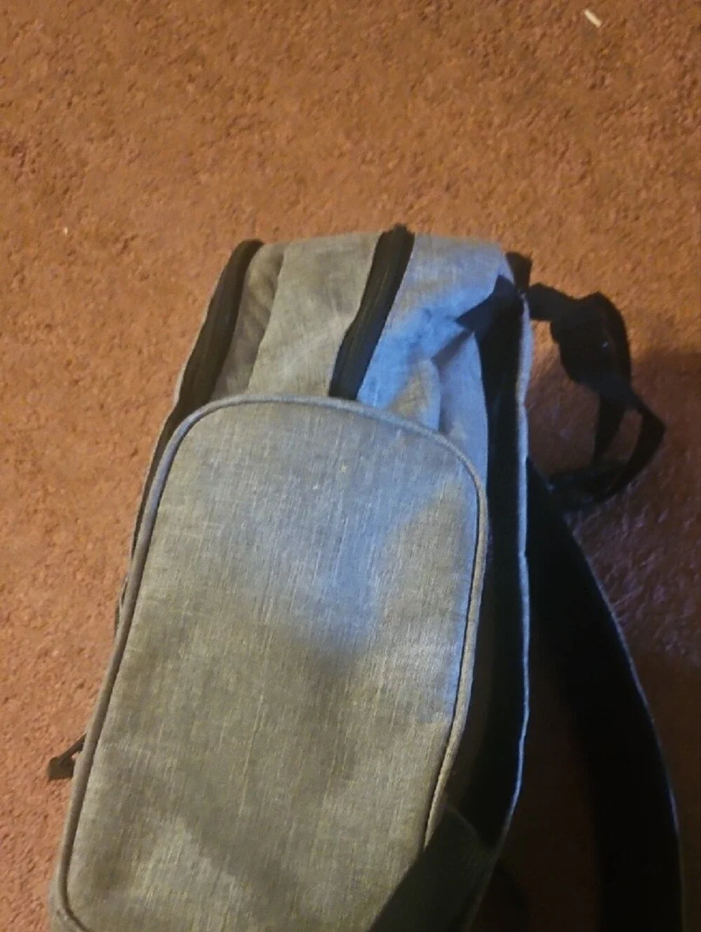 Gray Baby Backpack Diaper Bag with Black Accents